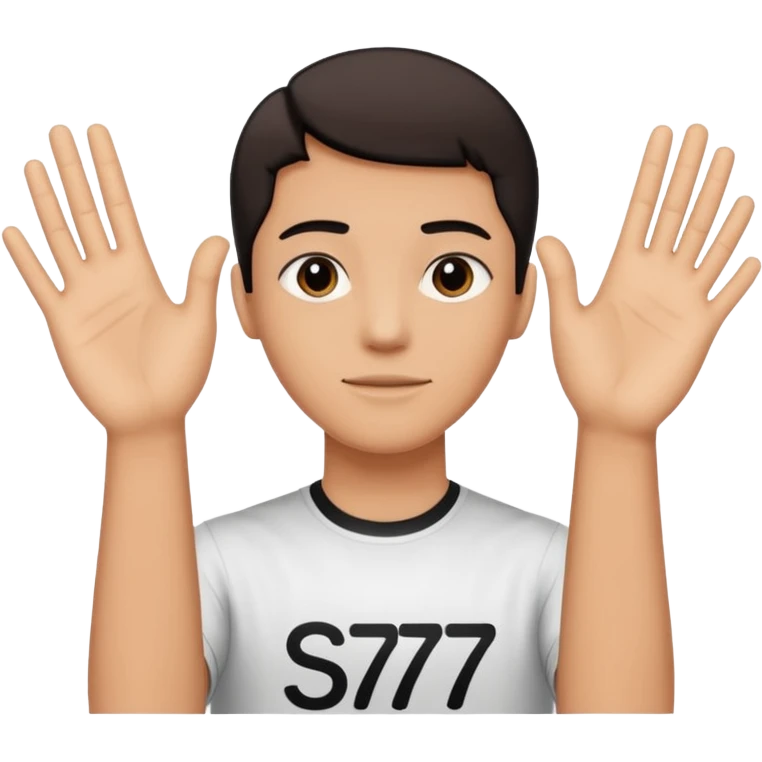 Make a person doing the 67 meme with the words six seven on there hands  emoji