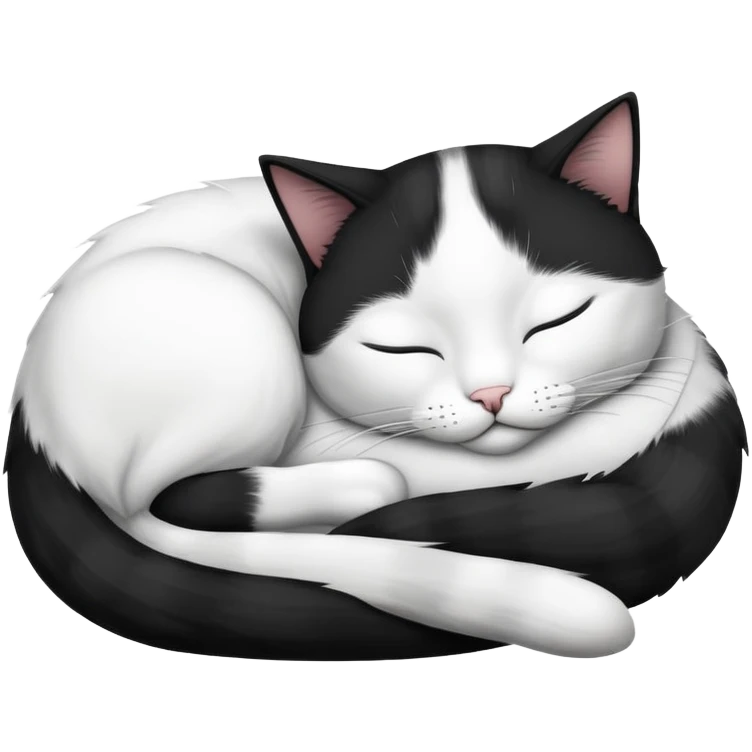 Black and white Devon cat sleeping emoji
