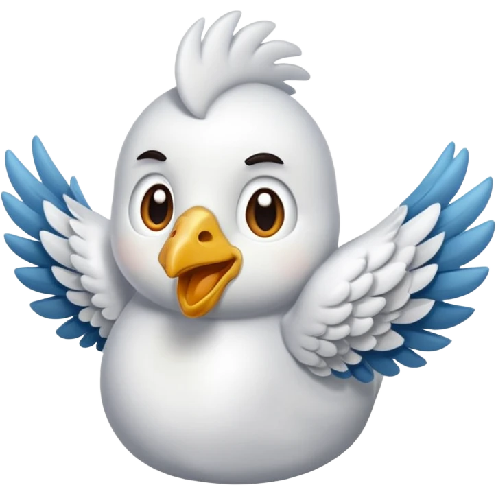 Me podrías hacer un emoji de un pollo con alas de ángel y cuernos de pony emoji