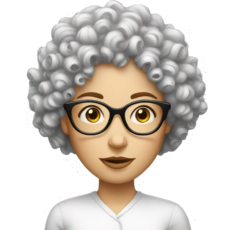 curly hair white woman bizarre glasses emoji