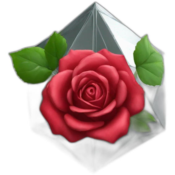 Digital red rose in the octahedron emoji