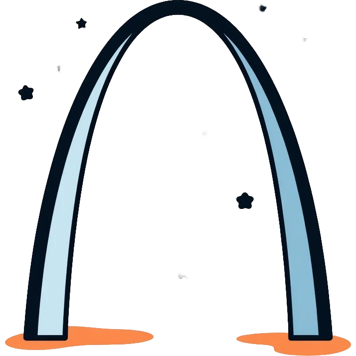 Saint Louis Gateway Arch with snowflakes falling around it emoji