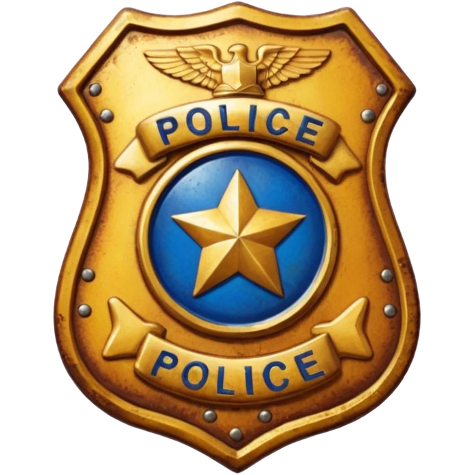 cinematic - aesthetic brilliant divine lighting, oil paint - police badge rusty and perforated emoji