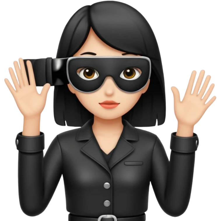 black leather belt in girls hand do not show face emoji