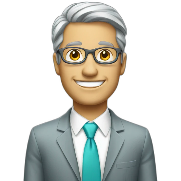 AN HAPPY EXECUTIVE IN GREY AND AGUAMARINE CLOTH emoji