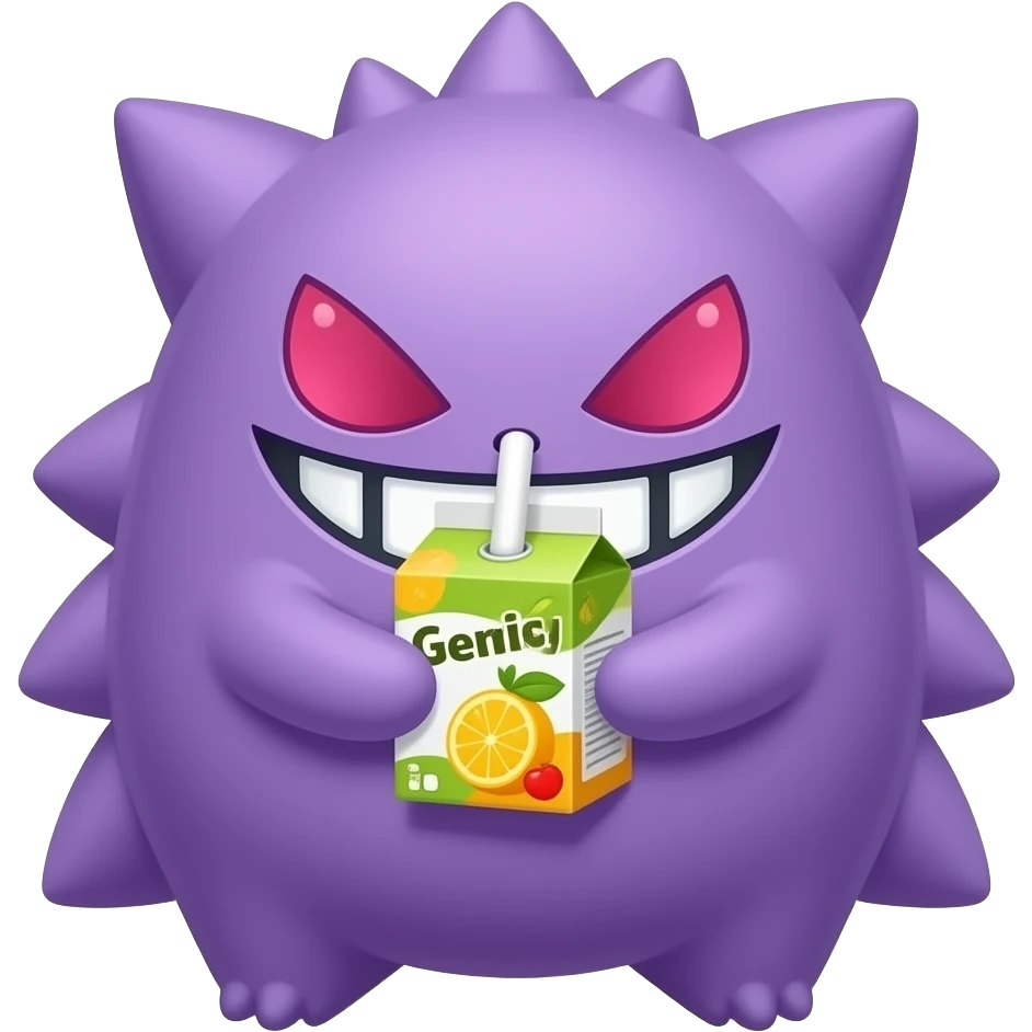 Cute Gengar drinking juice box emoji