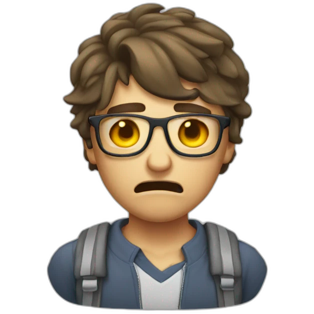 crying nerd beaten up emoji