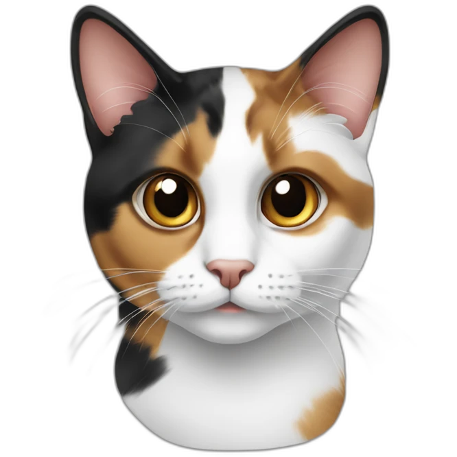 calico cat with a half white, half black nose emoji