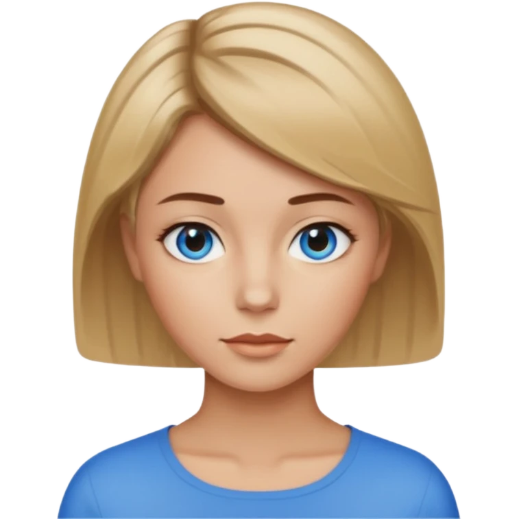 frau braune kurze Haare mit blonden spitzne, blaue Augen emoji