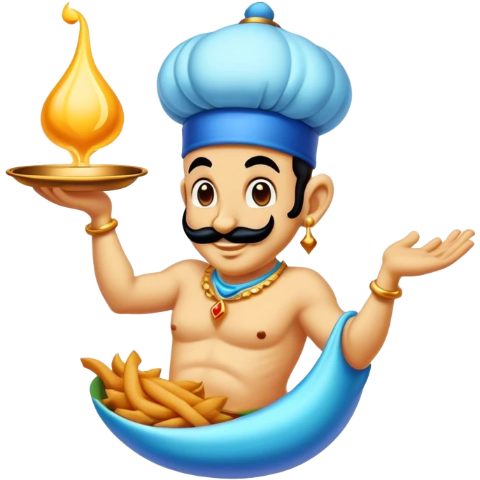 broom logo, brand, restaurant logo, retro, genie, magic emoji