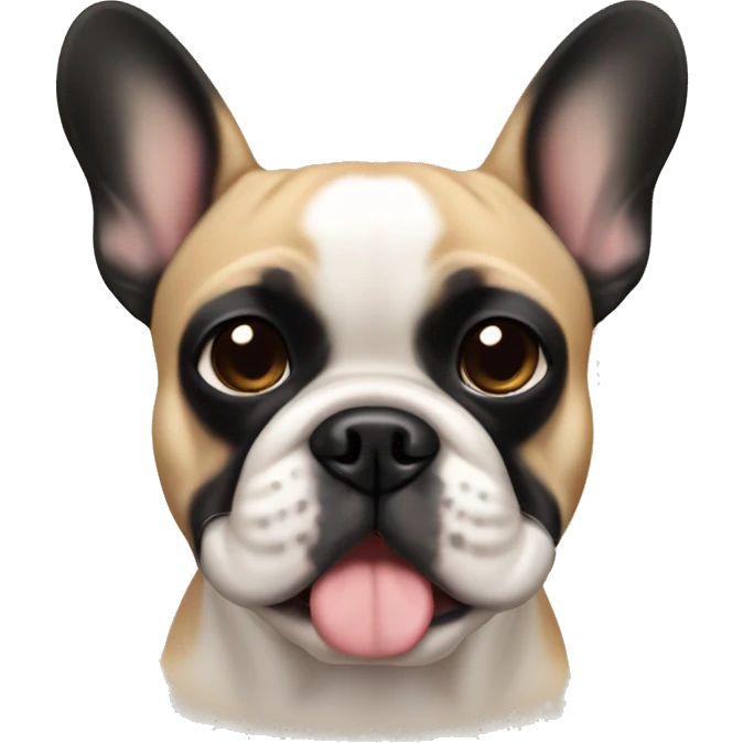 Tan French bulldog with black face emoji