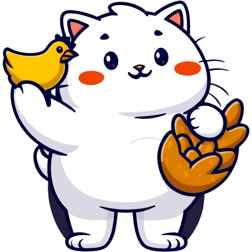 fat cat with chicken tenders in hand  emoji