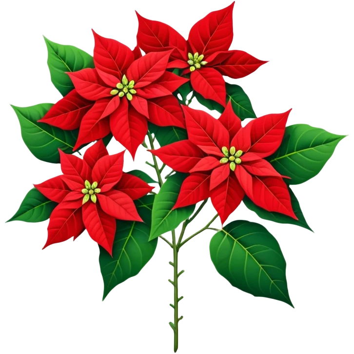 big bouquet Poinsettia, stem, leaf emoji