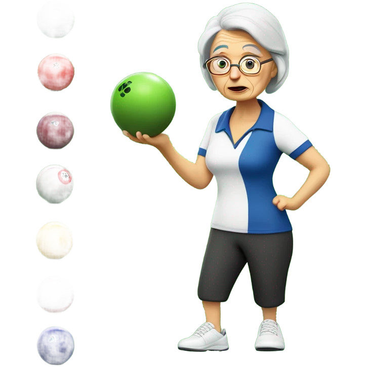 Older Lady playing lawn bowls emoji