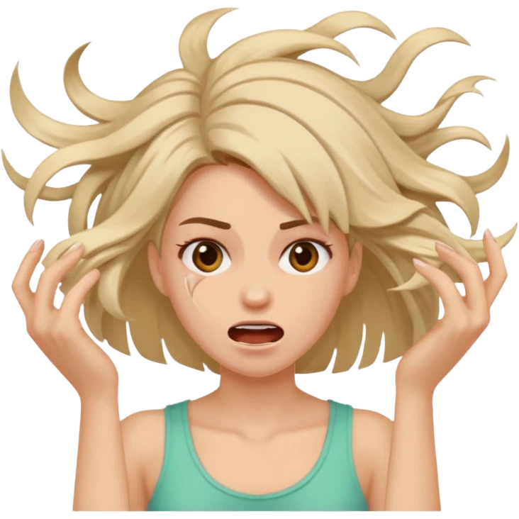 Manic ripping hair out female emoji