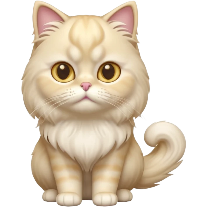 A 3D cartoon Persian cat with soft cream-white long fur, round face, golden eyes, gentle expression, cinematic Memoji-style lighting. full body or half body. emoji