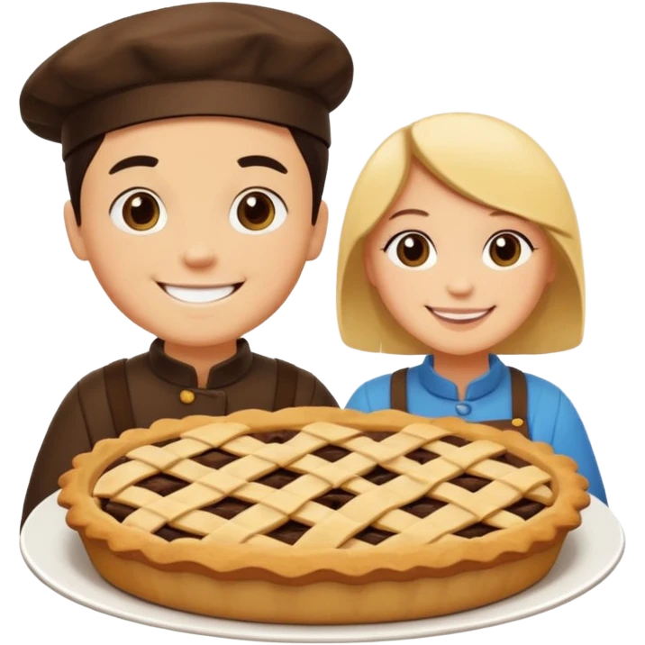 Baking community avatar in clean emoji-style illustration. Pie, cookie, and muffin warm golden tones, simple shapes, flat design, high contrast, cozy and friendly. emoji