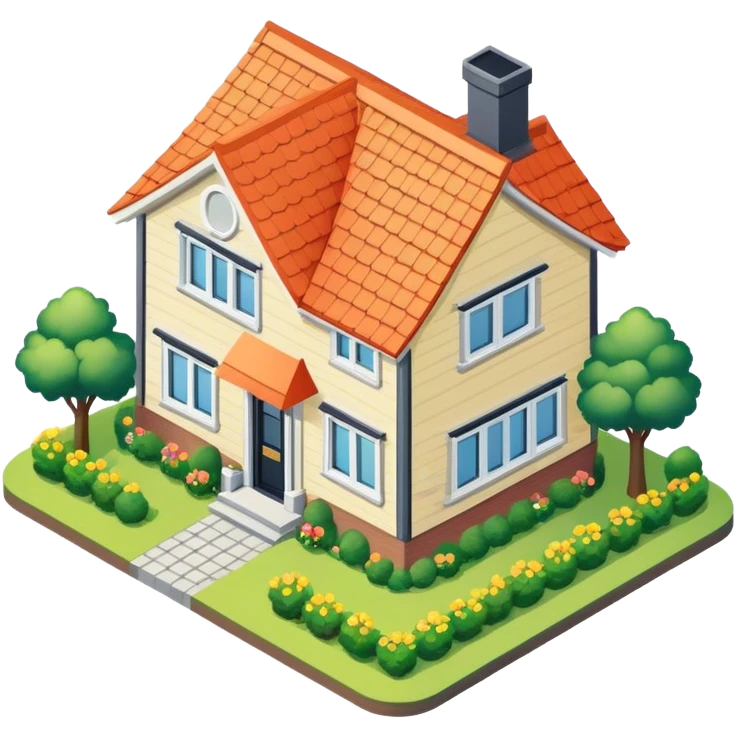 dutch suburban house isometric exterior view emoji