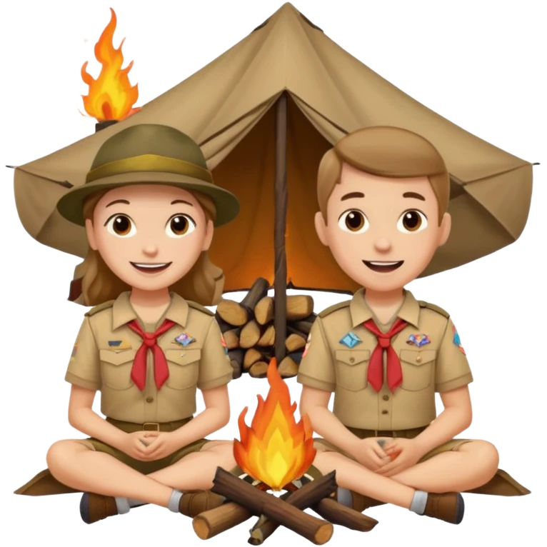 Fiú, lány, cserkészet, tabortuz emoji