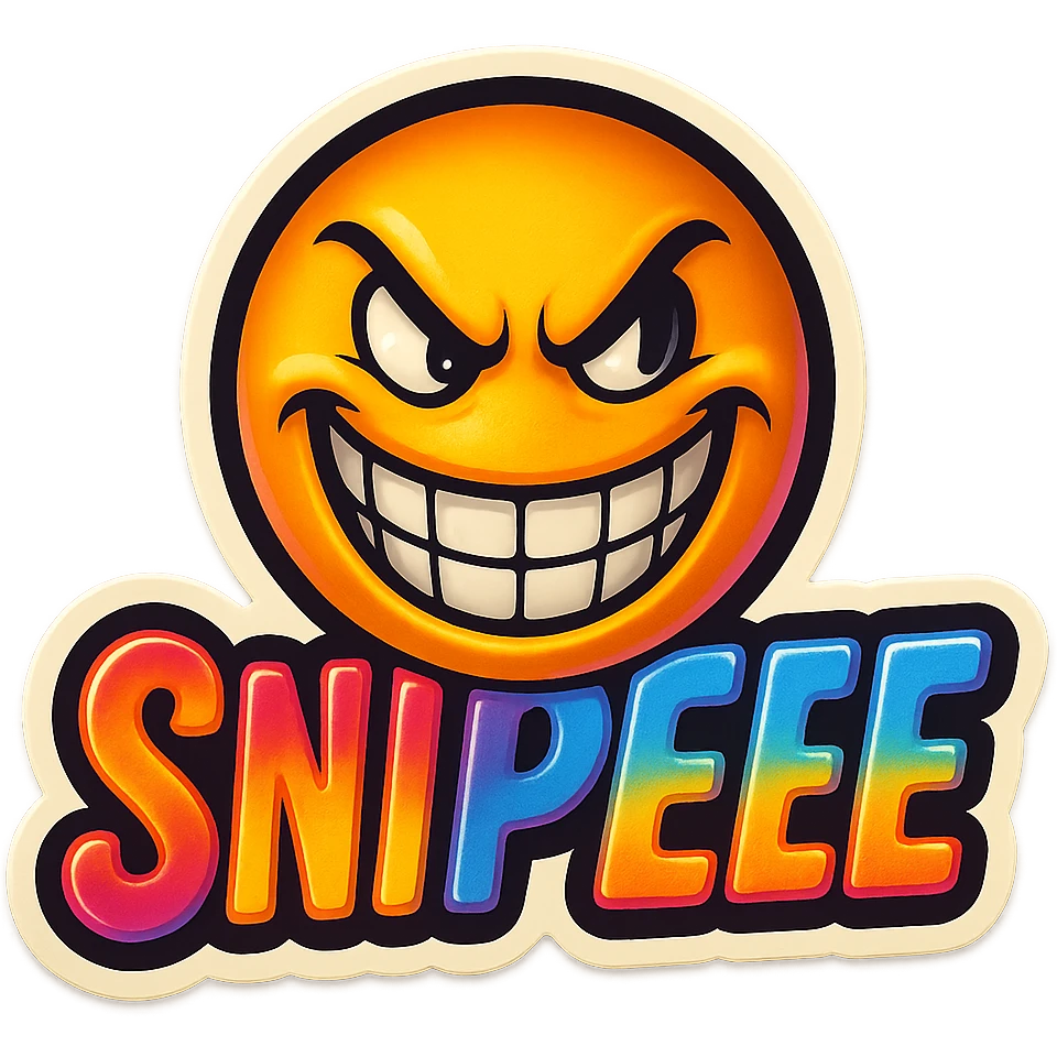 grin EVIL LOOk , Make it say "SNIPEEE" emoji