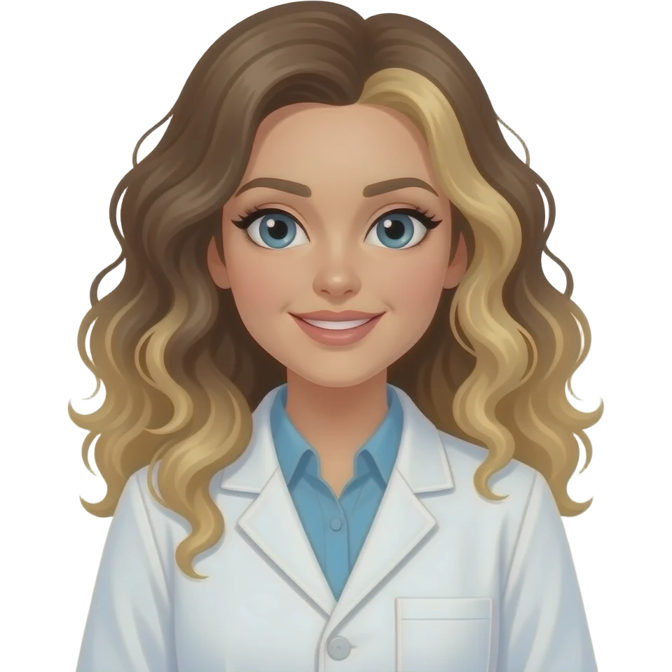 Brunette blonde curly long hair woman lab emoji