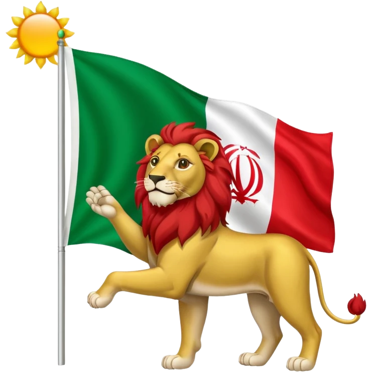 پرچم شیر و خورشید ایران رنگ اول سبز رنگ دوم سفید رنگ سوم قرمز emoji
