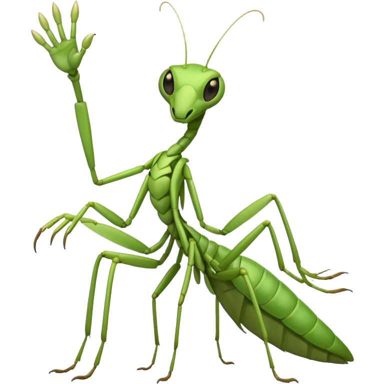 cartoon mantis waving emoji