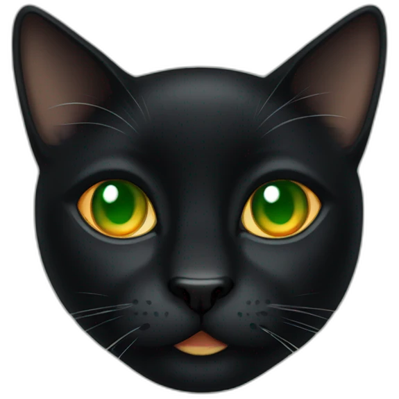 black cat with green and orange eyes emoji