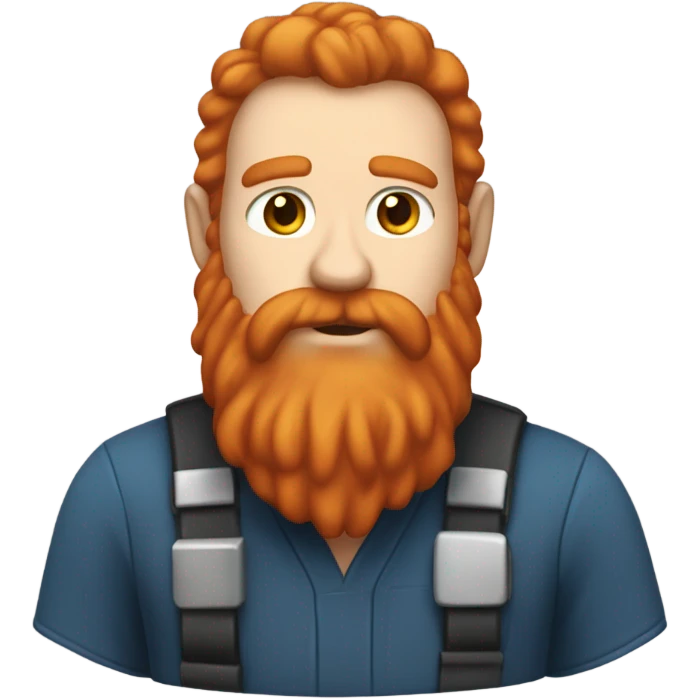 Elementary custodian with a long red beard, pale skin, six pack  emoji