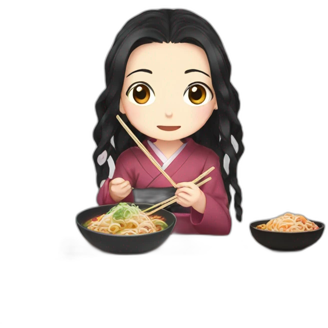 nezuko eating ramen emoji