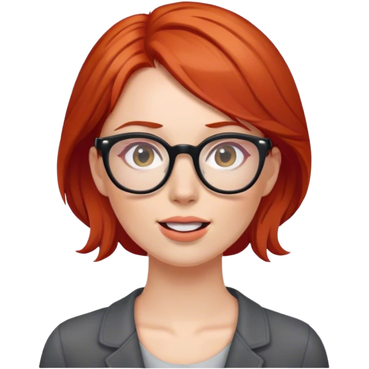 red haired woman with glasses fair skin talking emoji
