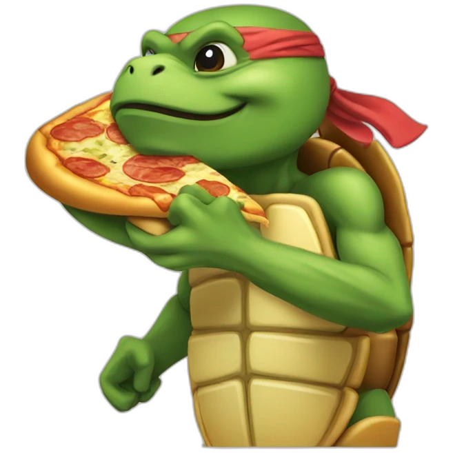 Ninja turtle eating pizza emoji