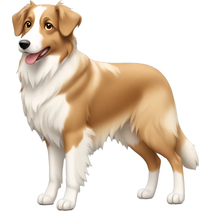a full body, tan, cream, white, light brown, Australian Shepard emoji