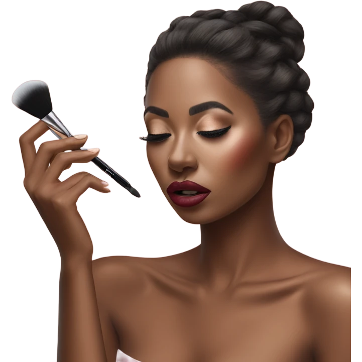 Hyper Realistic fashion model applying her make up emoji