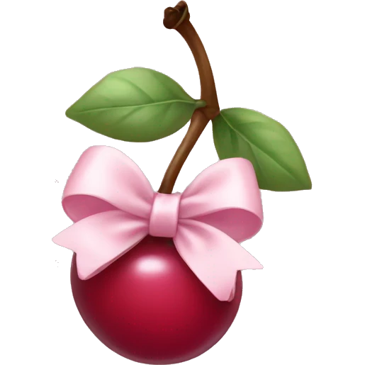 cherry wrapped in pale pink bow emoji