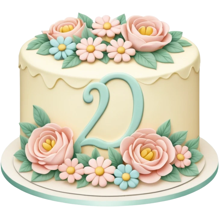 make a floral pastel cake that is aesthetic or vintage with the number 20 on it emoji