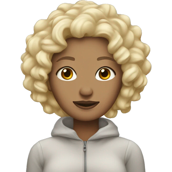 curly-blonde-woman-fold arms-ice cap emoji