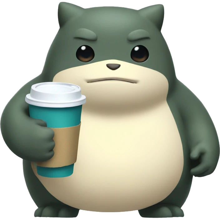 Snorlax holding a double styrofoam cup emoji