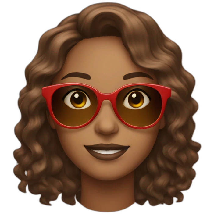 pride sunglasses on female head with wavy brown hair emoji