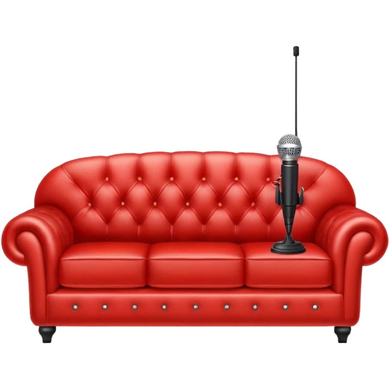Red sofa with microphone emoji