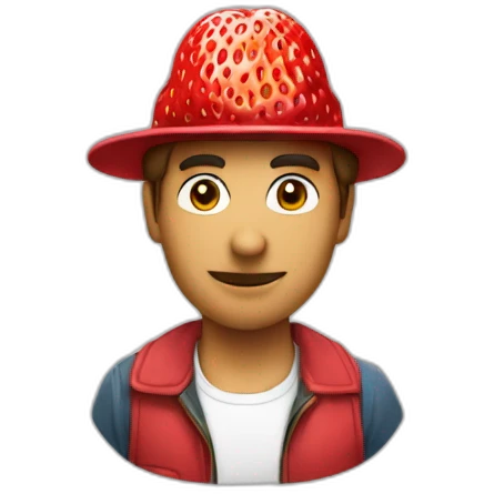 a man waring strowberry hat emoji