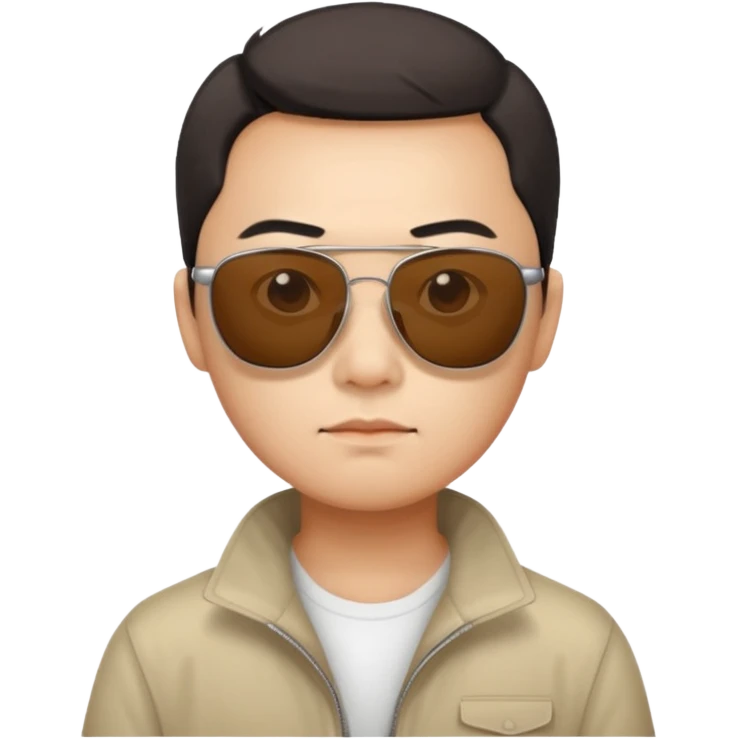 Photorealistic serious Chinese tourist wearing sunglasses emoji