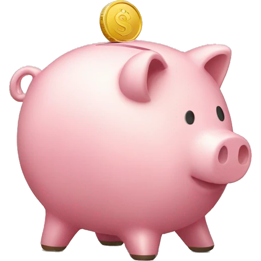 piggy bank with only one coin on top  emoji