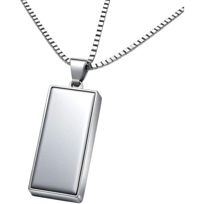 Long silver vertical 3d rectangle necklace  emoji