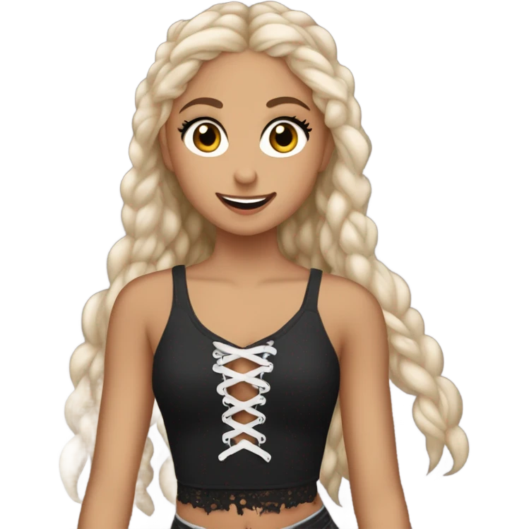 Ariana grande wearing a Shakira lace up croc top  emoji