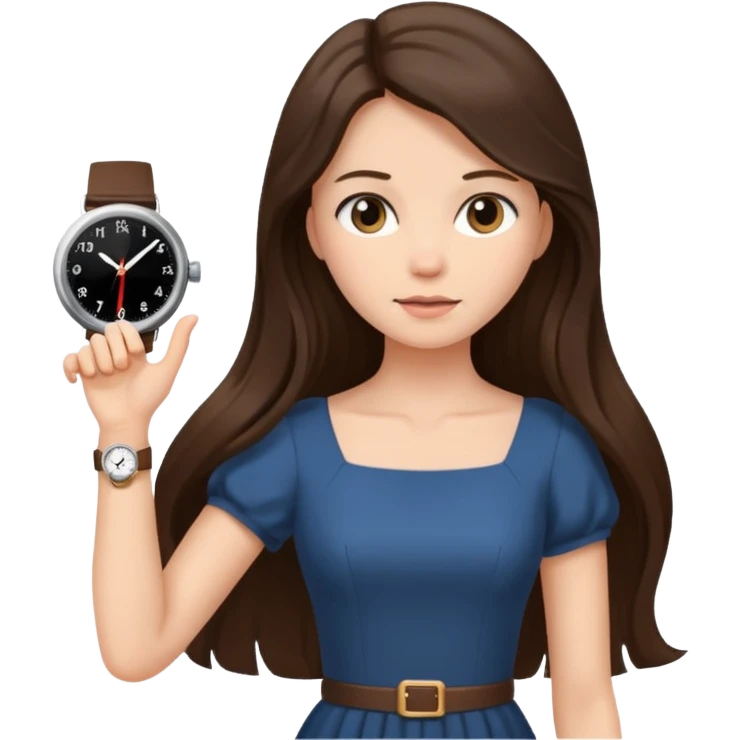 brunette long hairedwoman checking watch emoji