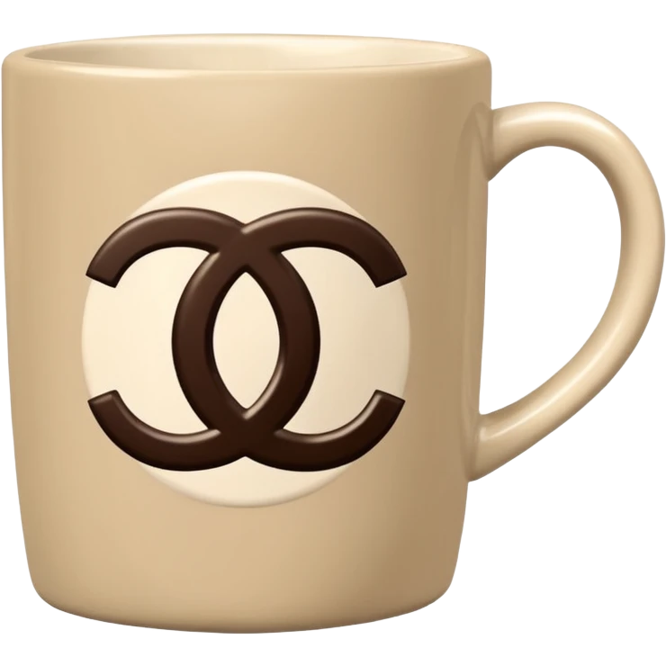 Chanel logo mug beige and dark brown emoji