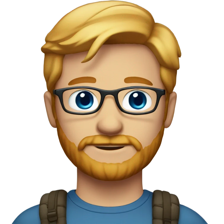 Man-short hair-strawberry blond-beard-blue eyes-glasses emoji