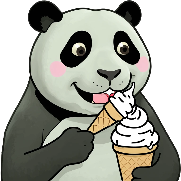 Panda eating ice cream emoji