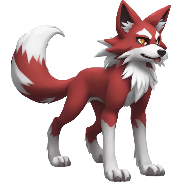 Anthro-Lycanroc-Red-White-Werewolf-Midnight-form Full Body emoji